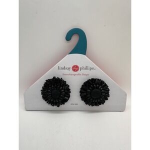 Lindsay Phillips Interchangeable Shoe Clips RENOIR Black Floral Snaps Pair